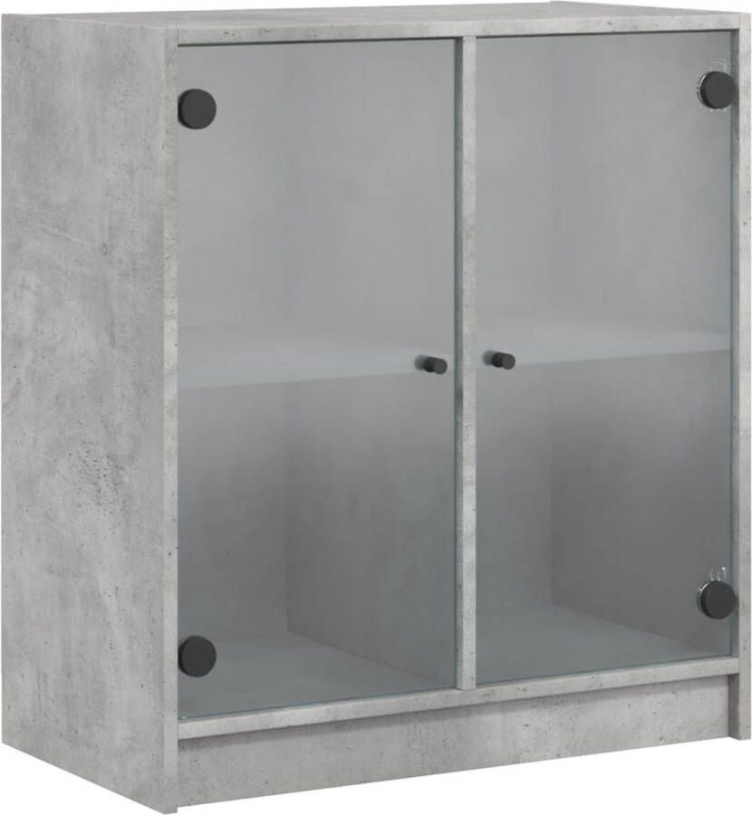 VidaXL -Bijzetkast-met-glazen-deuren-68x37x75 5-cm-betongrijs - Foto 3