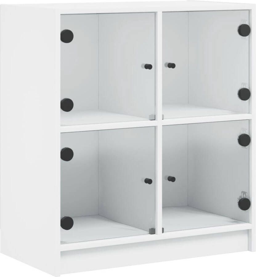 VidaXL -Bijzetkast-met-glazen-deuren-68x37x75 5-cm-wit - Foto 3