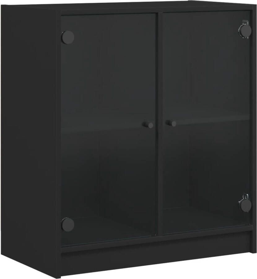 VidaXL -Bijzetkast-met-glazen-deuren-68x37x75 5-cm-zwart - Foto 3