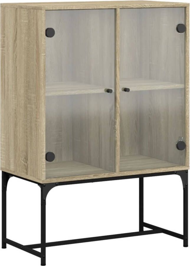 VidaXL -Bijzetkast-met-glazen-deuren-69x37x100-cm-sonoma-eikenkleurig - Foto 3
