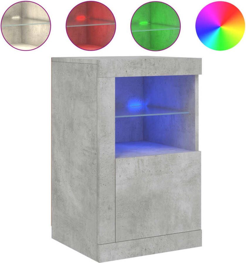 VidaXL -Bijzetkast-met-LED-verlichting-bewerkt-hout-betongrijs - Foto 3