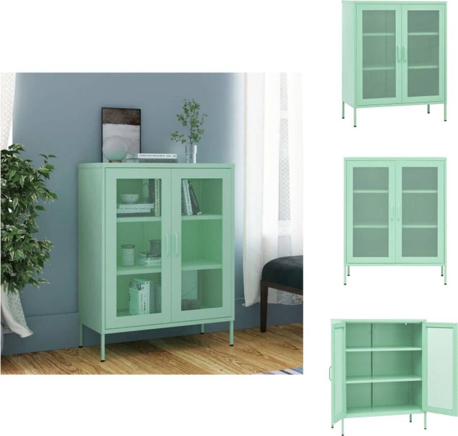 VidaXL Dressoir Dressoirs Zijkast Zijkasten Opbergkast 80x35x101 5 cm staal mint - Foto 3