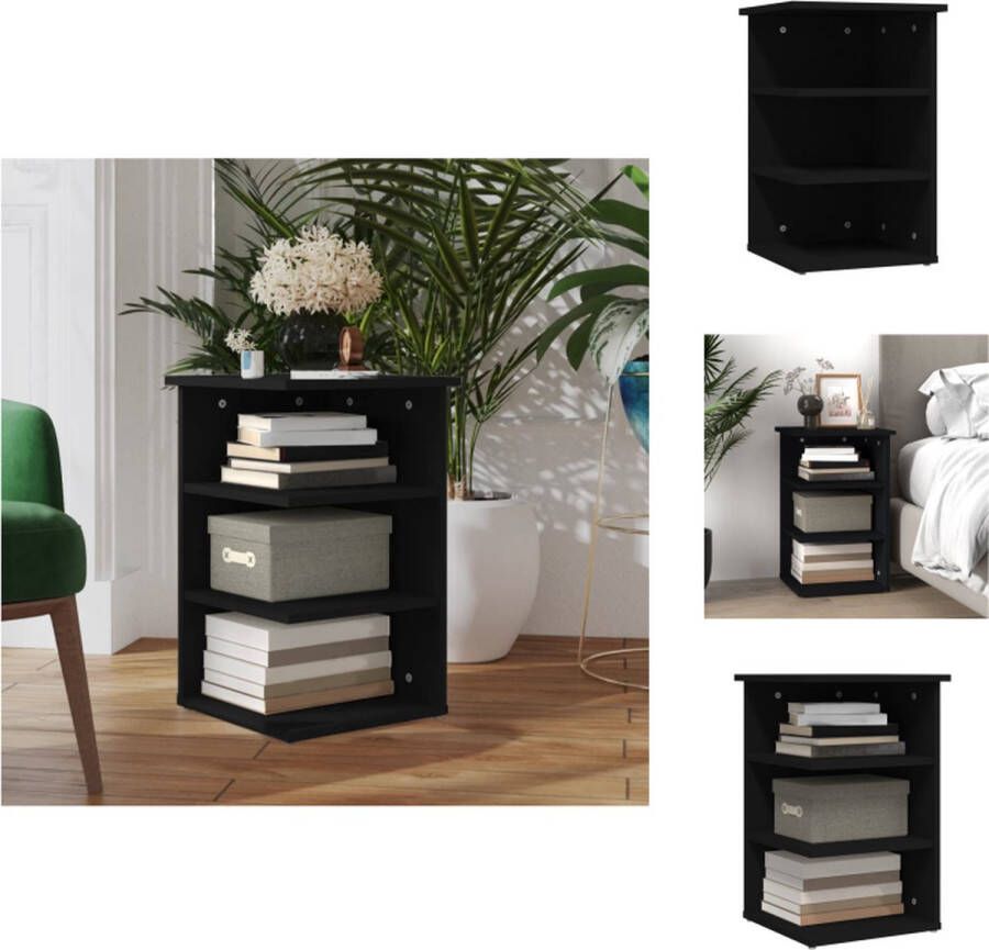 VidaXL Bijzetkast Bijzetkasten Zijkast Zijkasten Bijzetkast 35x35x55 cm bewerkt hout zwart - Foto 2