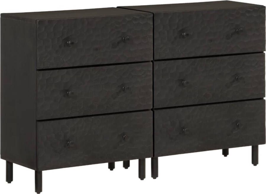 VidaXL -Bijzetkasten-2-st-60x33x75-cm-massief-mangohout-zwart - Foto 4