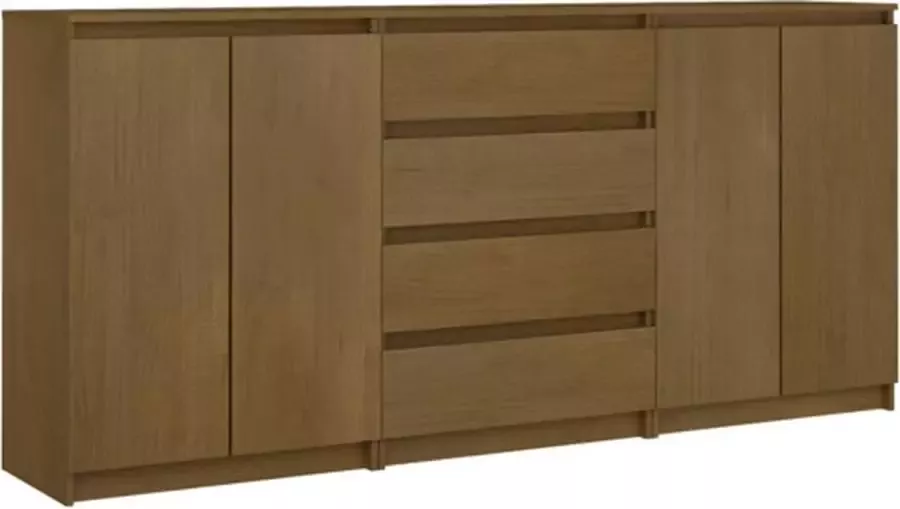 VidaXL Bijzetkasten 3 st massief grenenhout honingbruin - Foto 2