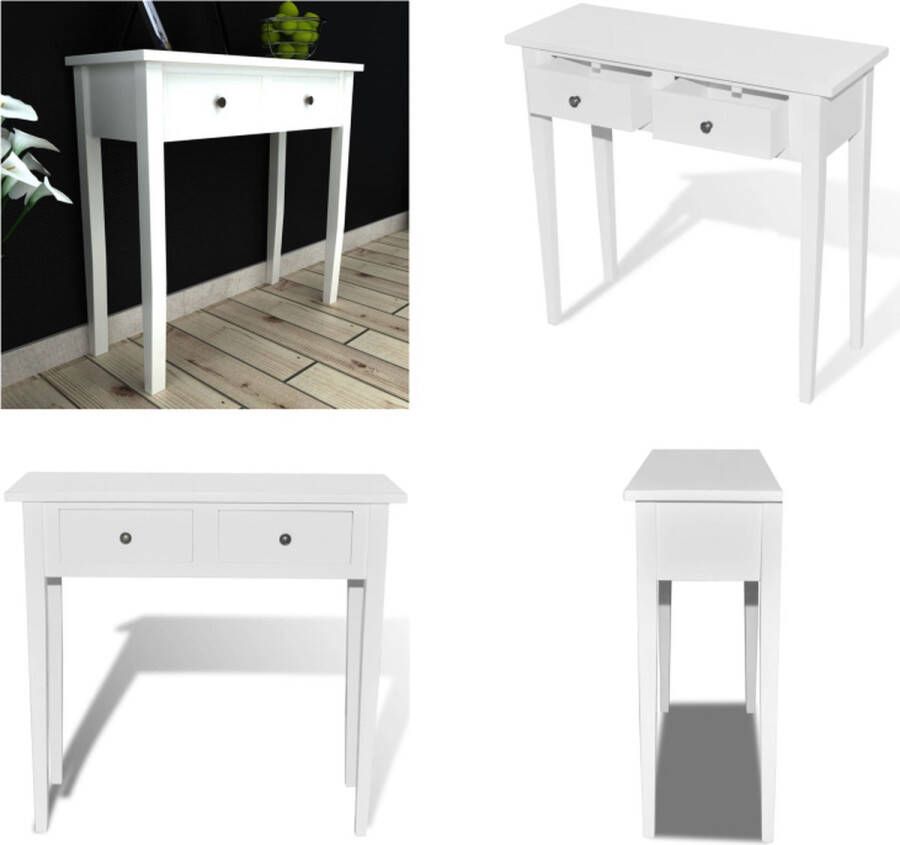 VidaXL Bijzetkastje met 2 lades wit Kaptafel Kaptafels Kap Tafel Kap Tafels