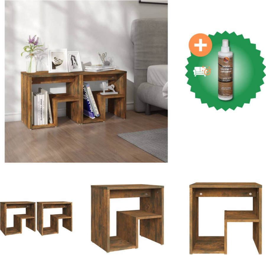 VidaXL Bijzetkastjes 40 x 30 x 40 cm Gerookt eiken Montage vereist 2 x nachtkastje Kast Inclusief Houtreiniger en verfrisser