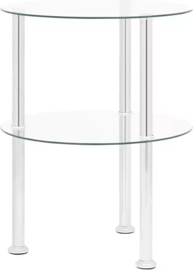 VidaXL -Bijzettafel-2-laags-38-cm-gehard-glas-transparant - Foto 4