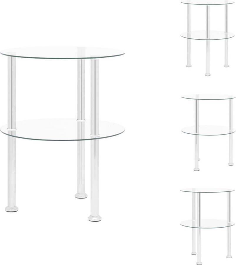 VidaXL Salontafel Salontafels Tafel Tafels Bijzettafel 2-laags 38 cm gehard glas transparant