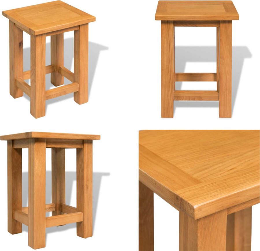 VidaXL Bijzettafel 27x24x37 cm massief eikenhout Bijzettafel Bijzettafels Consoletafel