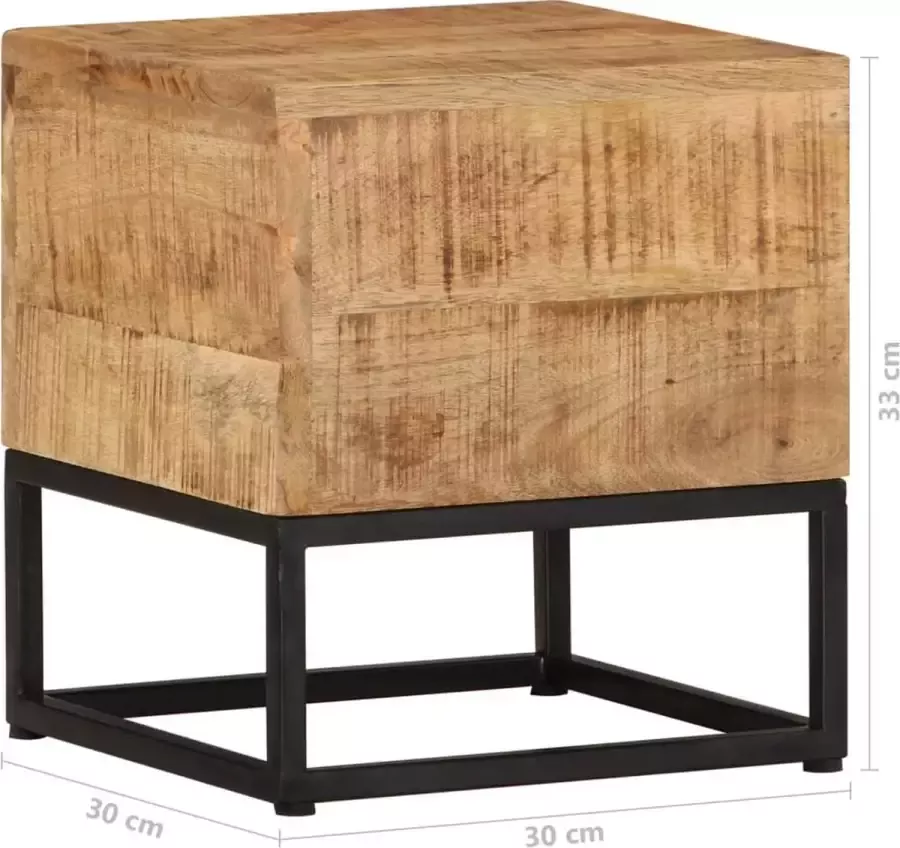 VidaXL -Bijzettafel-30x30x33-cm-ruw-mangohout