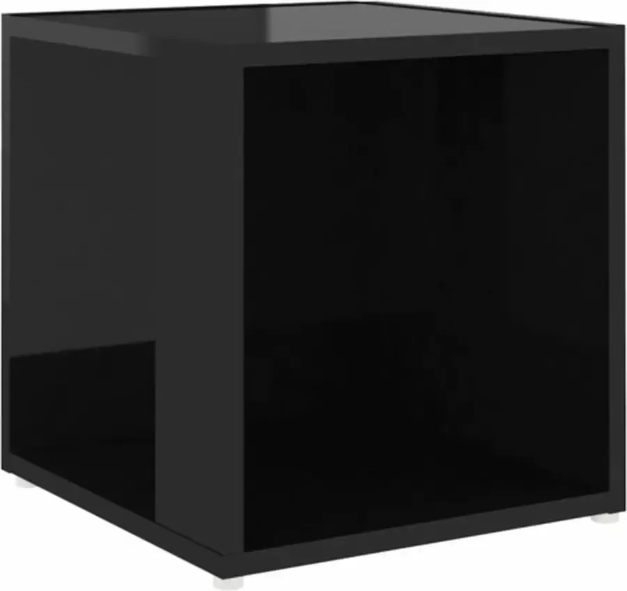 VidaXL Bijzettafel 33x33x34.5 cm spaanplaat hoogglans zwart - Foto 2