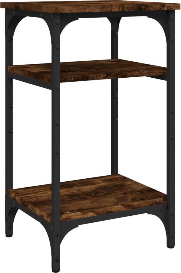 The Living Store Bijzettafel IndustriÃle Charme Salontafel 35 x 30 x 60 cm Ken- Gerookt Eiken Bijzettafel Industrieel Design Salontafel Houten Tafeltje Industriele Stijl