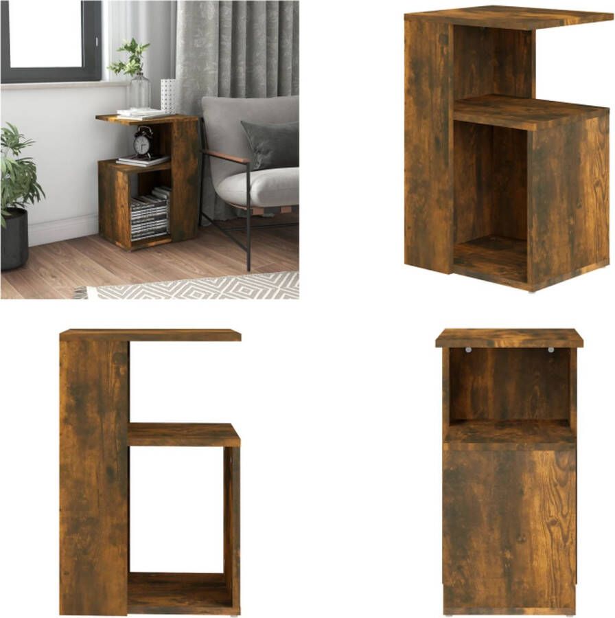 VidaXL Bijzettafel 36x30x56 cm bewerkt hout gerookt eikenkleurig Bijzettafel Bijzettafels Salontafel Woonkamertafel