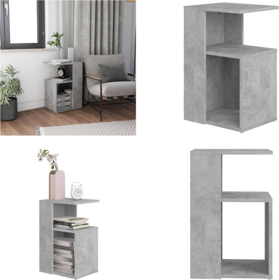 VidaXL Bijzettafel 36x30x56 cm bewerkt hout betongrijs Bijzettafel Bijzettafels Tafeltje Tafeltjes