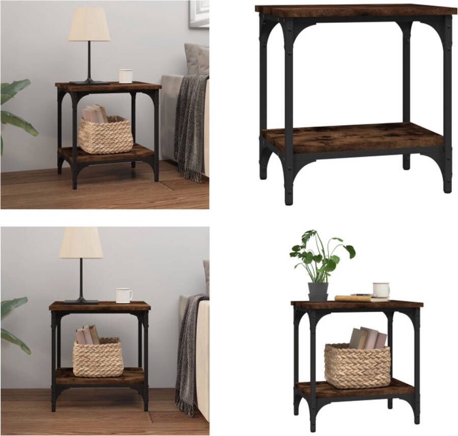 VidaXL Bijzettafel 40x30x42 cm bewerkt hout gerookt eikenkleurig Bijzettafel Bijzettafels Salontafel Salontafels