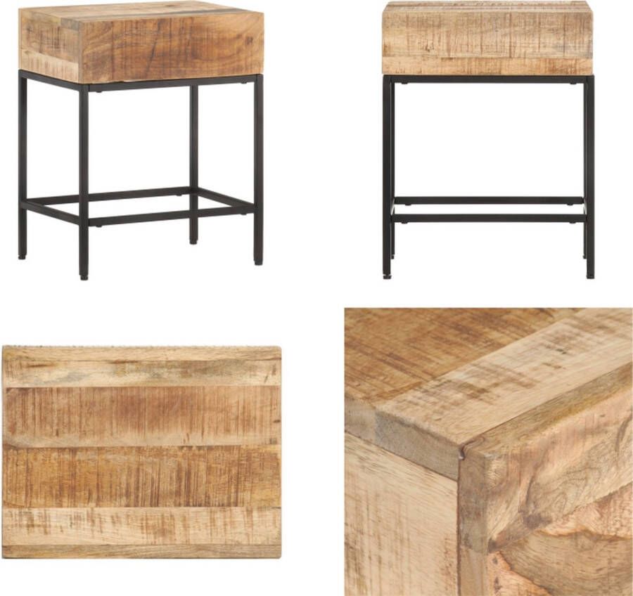 VidaXL Bijzettafel 40x30x50 cm massief ruw mangohout Bijzettafeltje Bijzettafeltjes Houten Tafeltje Houten Tafeltjes
