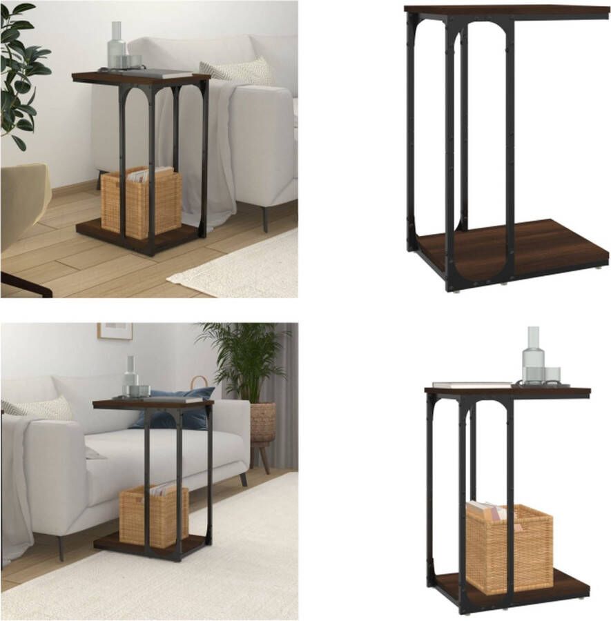 The Living Store Bijzettafel Studio Industrieel 40 x 30 x 60 cm Bruineiken Bijzettafel Industrieel Meubilair Houten Bijzetkast Bruin Meubel Salontafel - Foto 3