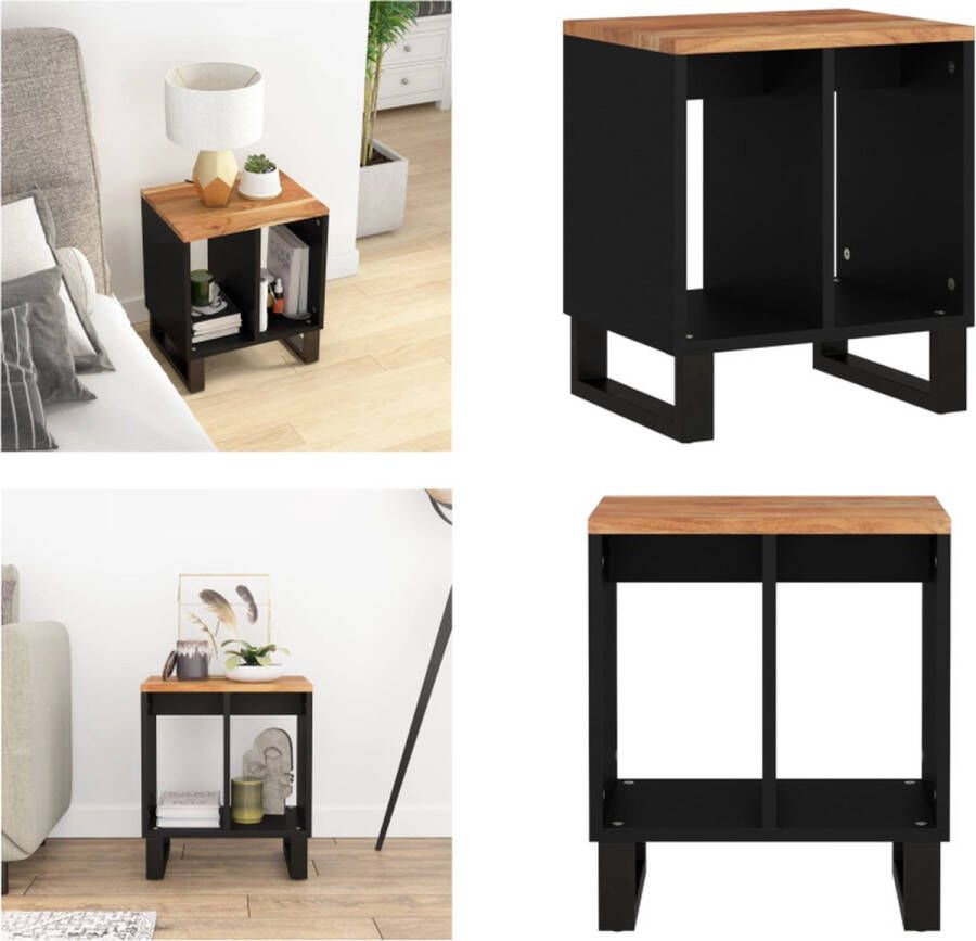 VidaXL Bijzettafel 40x31x46 cm massief acaciahout en bewerkt hout Bijzettafel Bijzettafels Eindtafel Eindtafels