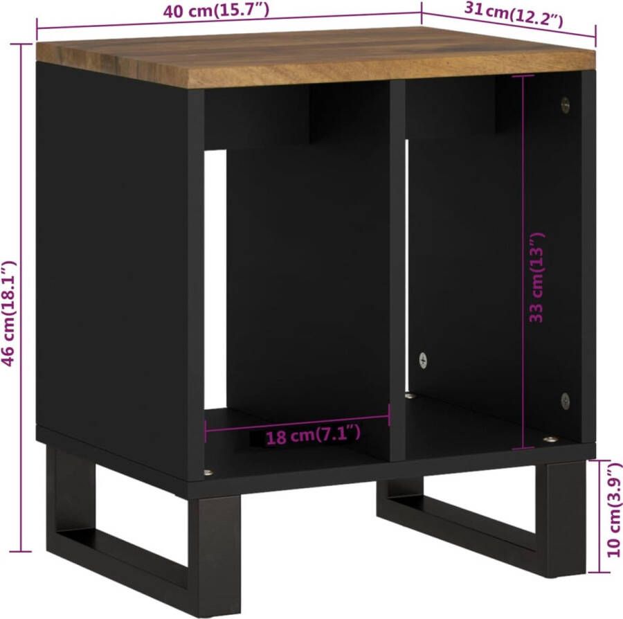 VidaXL -Bijzettafel-40x31x46-cm-massief-mangohout-en-bewerkt-hout - Foto 3