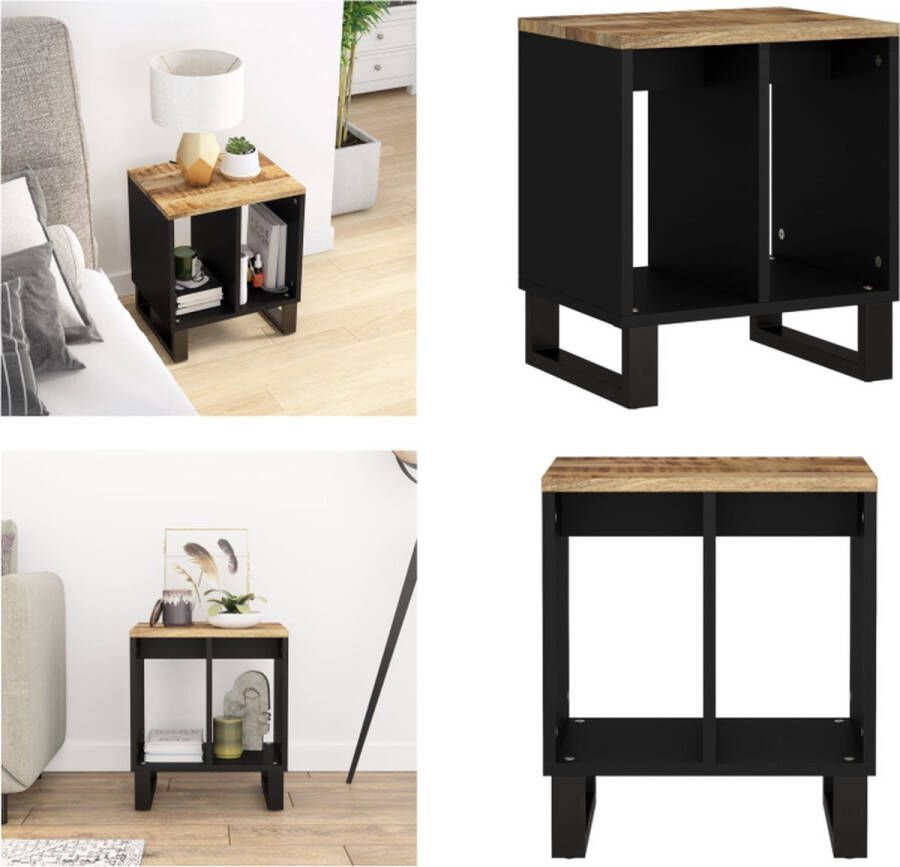 VidaXL Bijzettafel 40x31x46 cm massief mangohout en bewerkt hout Bijzettafel Bijzettafels Eindtafel Eindtafels