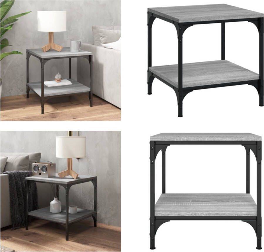 VidaXL Bijzettafel 40x40x40 cm bewerkt hout grijs sonoma eikenkleurig Bijzettafeltje Bijzettafeltjes Houten Tafeltje Bijzettafel