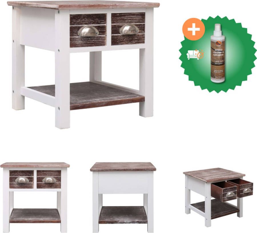 VidaXL Bijzettafel 40x40x40 cm paulowniahout bruin Tafel Inclusief Houtreiniger en verfrisser