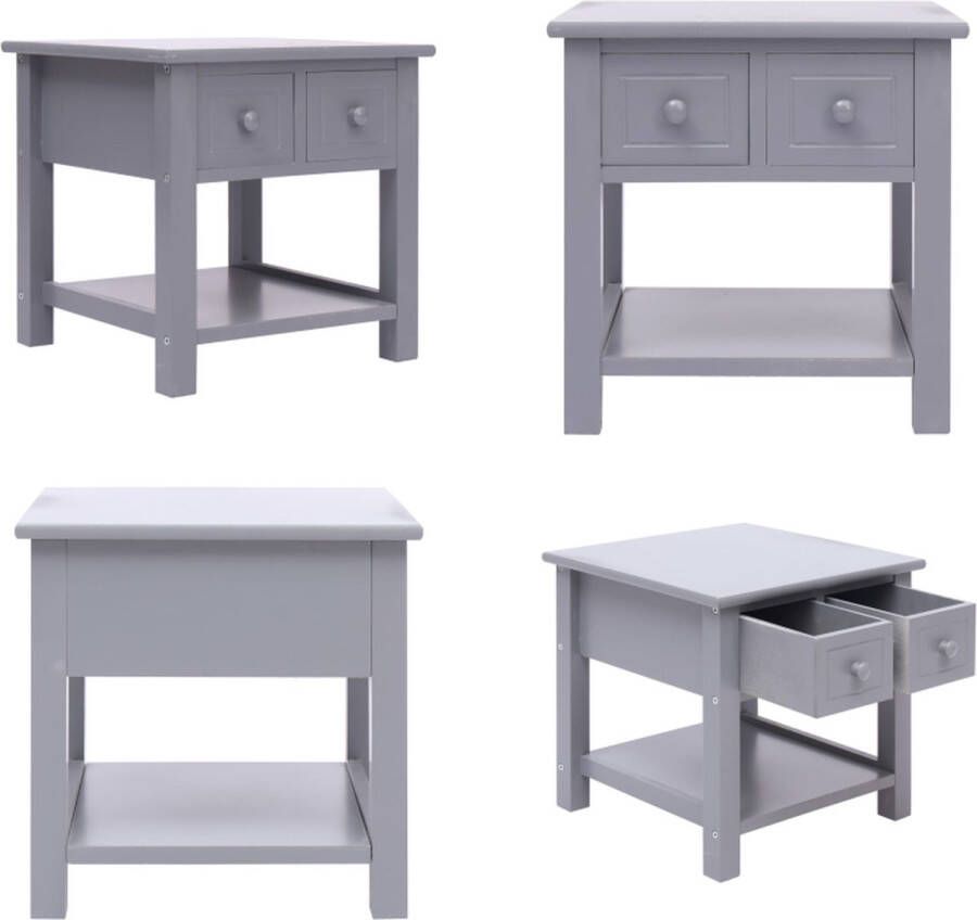 VidaXL Bijzettafel 40x40x40 cm paulowniahout grijs Bijzettafel Bijzettafels Koffietafel Koffietafels - Foto 2