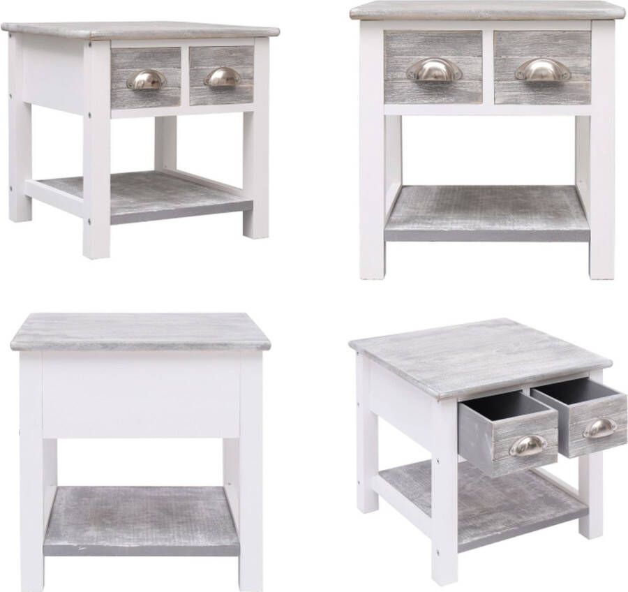 VidaXL Bijzettafel 40x40x40 cm paulowniahout grijs Bijzettafel Bijzettafels Koffietafel Koffietafels