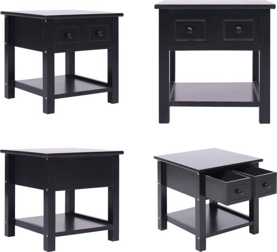 VidaXL -Bijzettafel-40x40x40-cm-paulowniahout-zwart - Foto 3