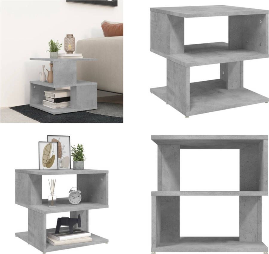 VidaXL Bijzettafel 40x40x40 cm bewerkt hout betongrijs Bijzettafeltje Bijzettafeltjes Salontafel Salontafels
