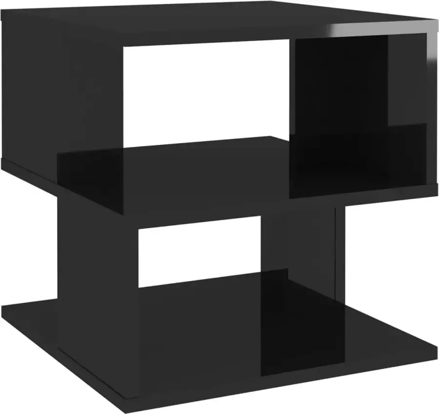 VIDAXL Bijzettafel 40x40x40 cm spaanplaat hoogglans zwart - Foto 2