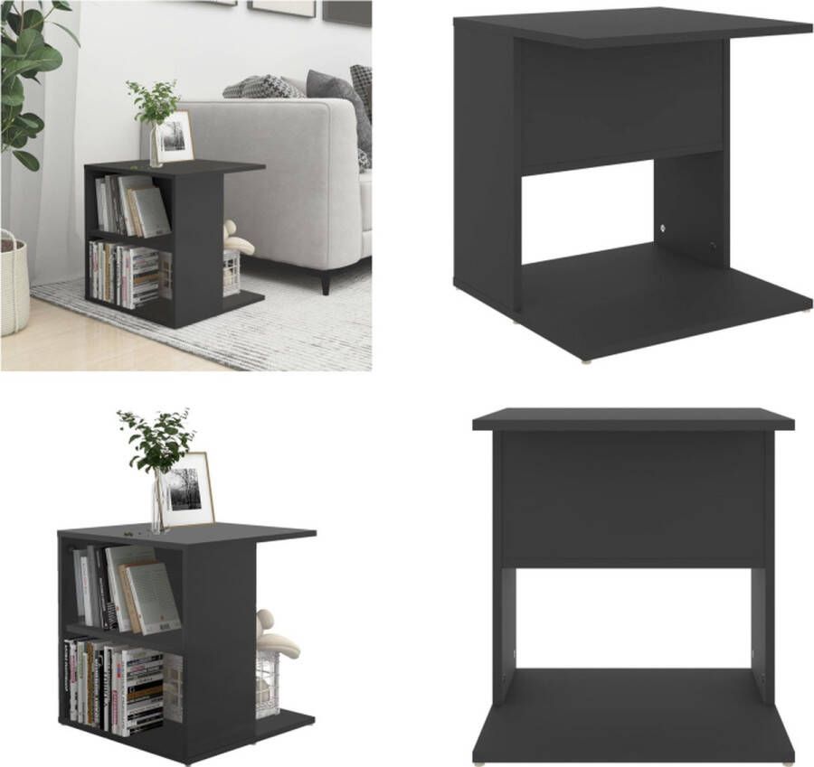 VidaXL Bijzettafel 45x45x48 cm spaanplaat grijs Bijzettafel Bijzettafels Bijzettafeltje Bijzettafeltjes