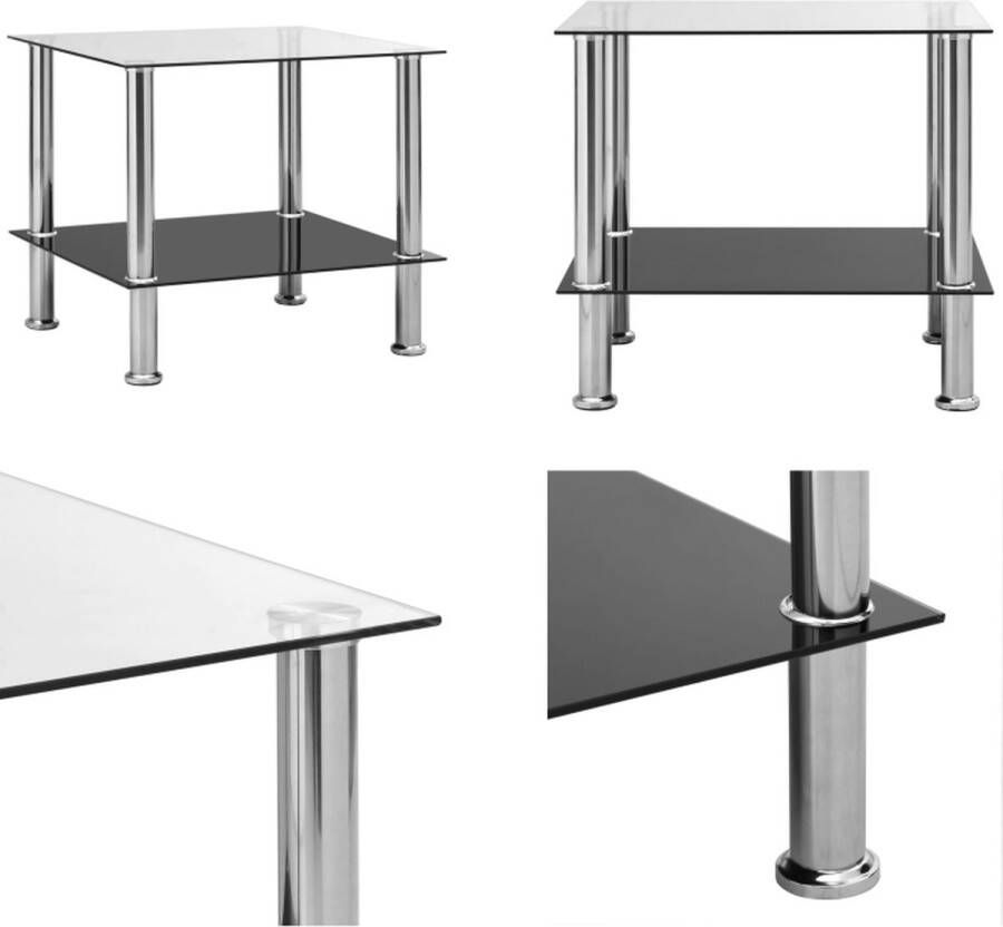 VidaXL Bijzettafel 45x50x45 cm gehard glas transparant Bijzettafel Bijzettafels Tafel Tafels