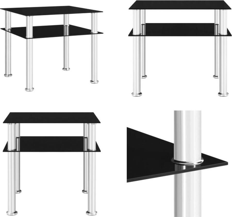 VidaXL Bijzettafel 45x50x45 cm gehard glas zwart Bijzettafel Bijzettafels Salontafel Salontafels