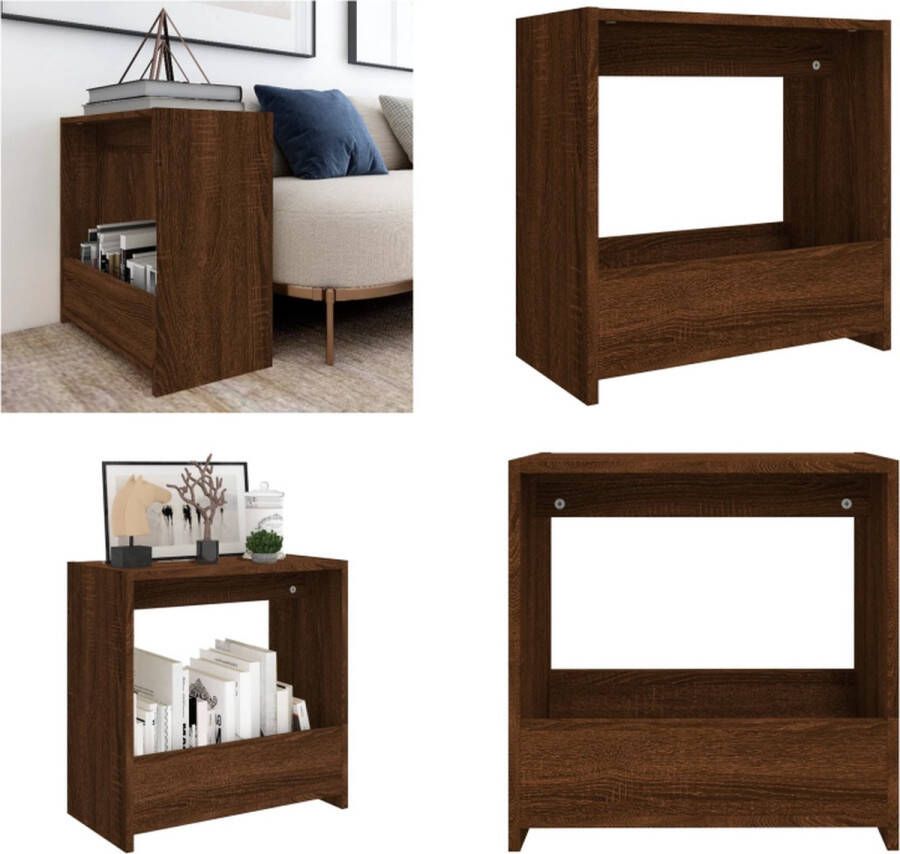 VidaXL Bijzettafel 50x26x50 cm bewerkt hout bruineikenkleurig Bijzettafel Bijzettafels Eindtafel Salontafel