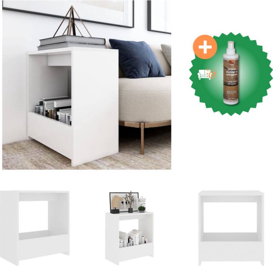 VidaXL Bijzettafel 50x26x50 cm bewerkt hout wit Tafel Inclusief Houtreiniger en verfrisser