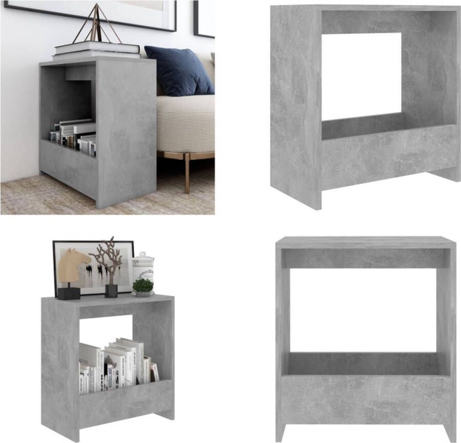 VidaXL Bijzettafel 50x26x50 cm bewerkt hout betongrijs Bijzettafel Bijzettafels Zijtafel Zijtafels