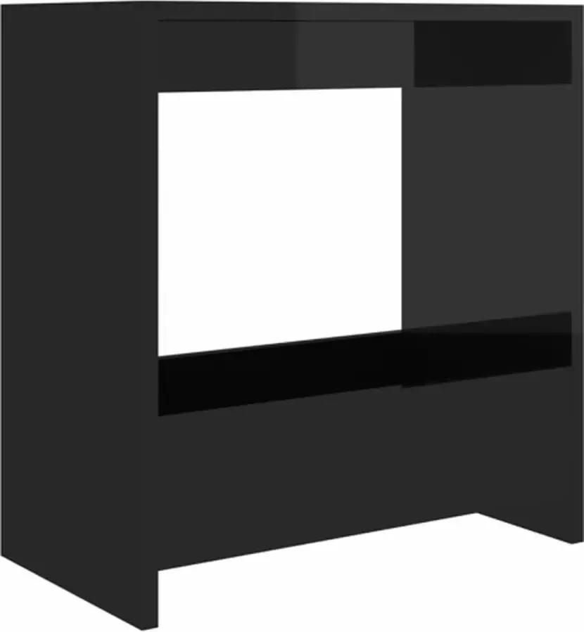 VIDAXL Bijzettafel 50x26x50 cm spaanplaat hoogglans zwart - Foto 2