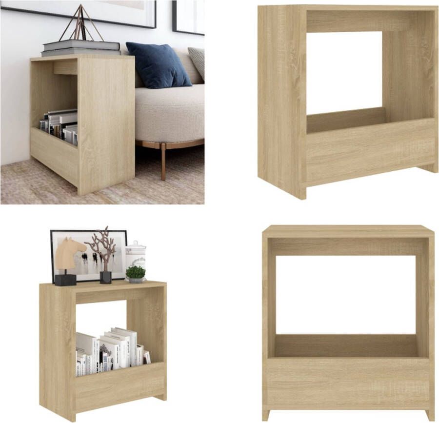VidaXL Bijzettafel 50x26x50 cm bewerkt hout sonoma eikenkleurig Bijzettafel Bijzettafels Zijtafel Zijtafels