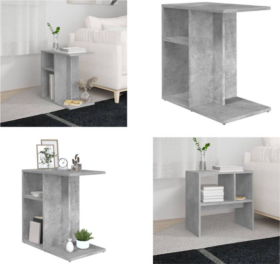 VidaXL Bijzettafel 50x30x50 cm bewerkt hout betongrijs Bijzettafel Bijzettafels Tafeltje Tafeltjes