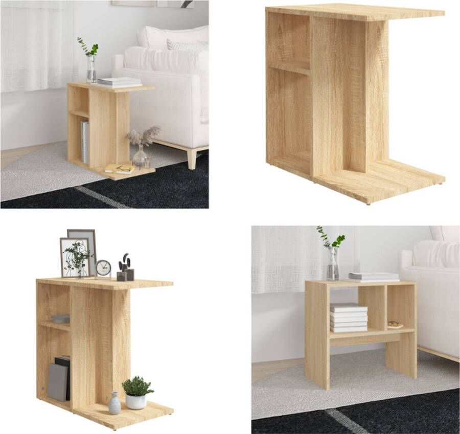 VidaXL Bijzettafel 50x30x50 cm bewerkt hout sonoma eikenkleurig Bijzettafel Bijzettafels Tafeltje Tafeltjes