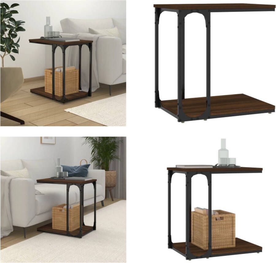 VidaXL -Bijzettafel-50x35x52-cm-bewerkt-hout-bruineikenkleurig - Foto 4