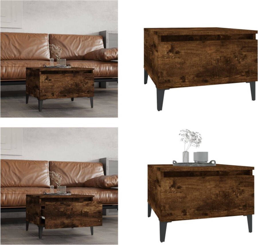 VidaXL Bijzettafel 50x46x35 cm bewerkt hout gerookt eikenkleurig Bijzettafel Bijzettafels Eindtafel Salontafel