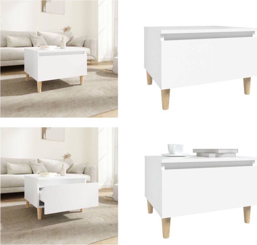 VidaXL Bijzettafel 50x46x35 cm bewerkt hout wit Bijzettafel Bijzettafels Eindtafel Salontafel - Foto 2