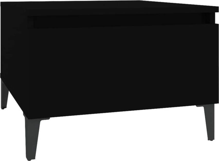VidaXL Bijzettafel Zwart Bewerkt hout 50x46x35 cm Bijzettafel Industrieel Design Zwarte Tafel Houten Tafel Metalen Poten Salontafel Kastje Opbergruimte Woonaccessoires Meubilair