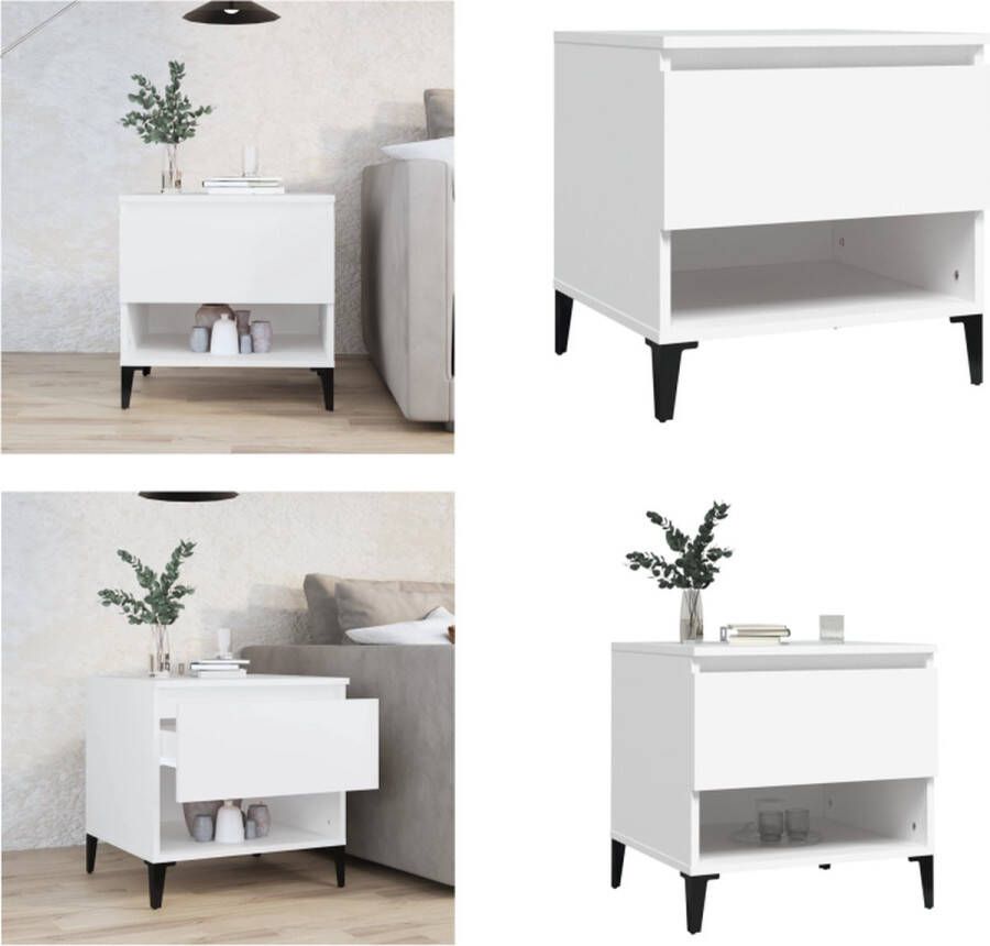 VidaXL -Bijzettafel-50x46x50-cm-bewerkt-hout-wit - Foto 2