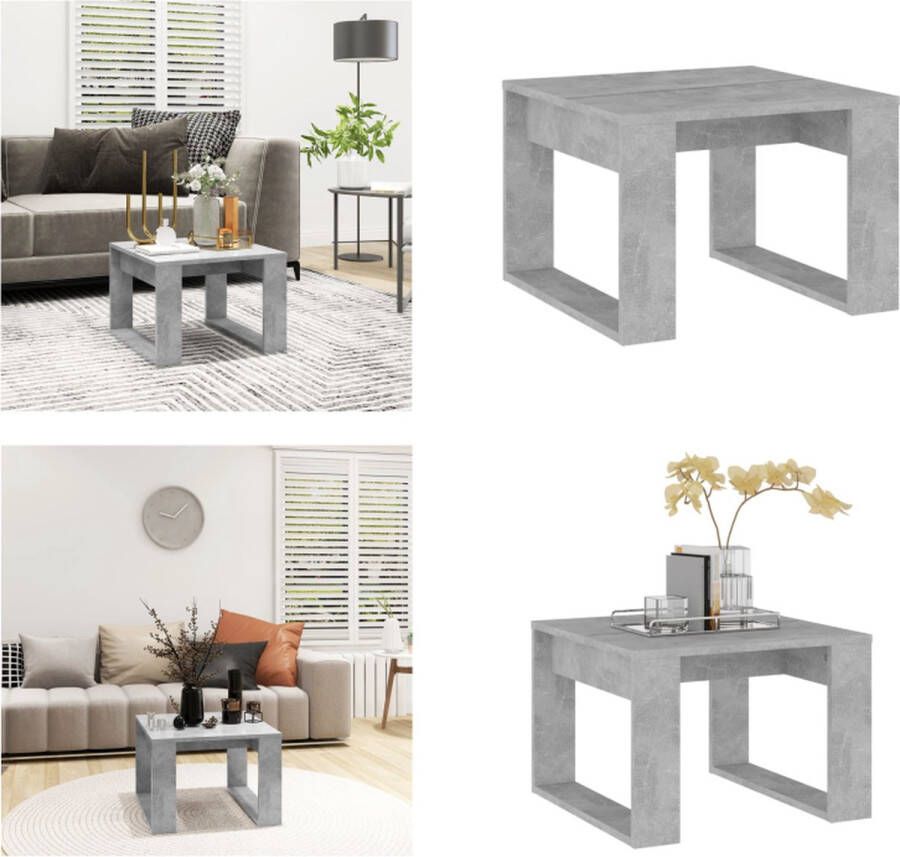 VidaXL Bijzettafel 50x50x35 cm bewerkt hout betongrijs Tafel Tafels Tafeltje Tafeltjes