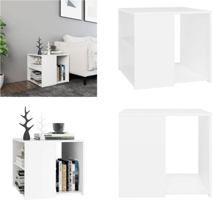 VidaXL Bijzettafel 50x50x45 cm bewerkt hout wit Bijzettafeltje Bijzettafeltjes Salontafel Salontafels - Foto 1
