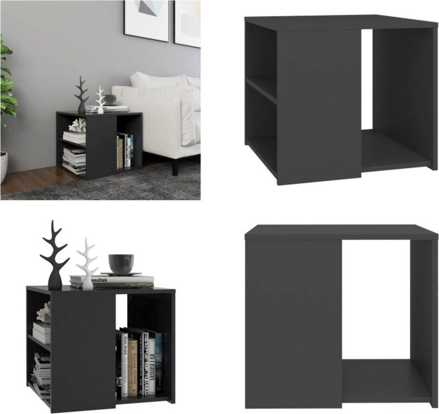 VidaXL Bijzettafel 50x50x45 cm spaanplaat grijs Bijzettafeltje Bijzettafeltjes Salontafel Salontafels